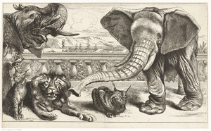 Olifanten, leeuwen en lynxen in de tuinen van Versailles