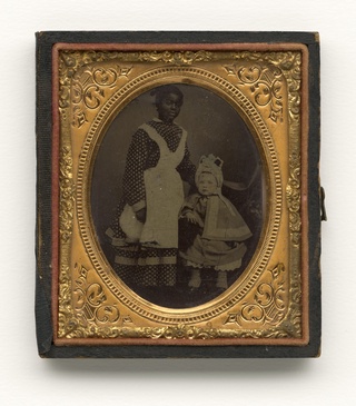 Tintype of a young woman with a white child