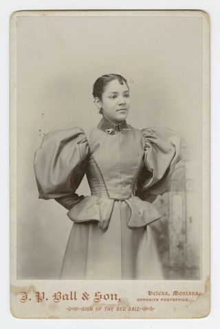 Cabinet card of an unidentified woman photographed by J. P. Ball & Son