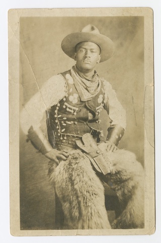 Photographic postcard portrait of a cowboy