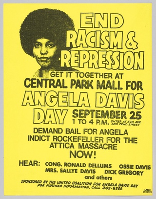 Flyer Promoting a Rally for Angela Davis Day, September 1971, Third World Women's Alliance, American