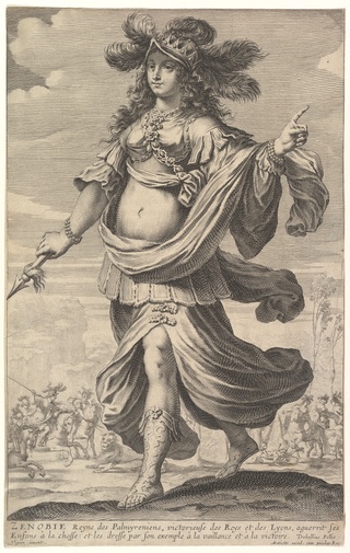 Zenobia, an illustration from Pierre Le Moyne's 'La Gallerie des femmes fortes'
