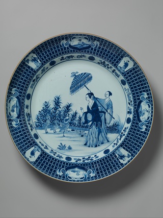 Plate depicting a lady with parasol