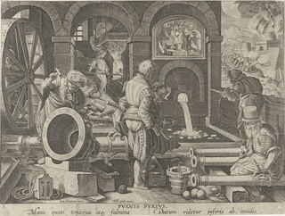 Artilleriewerkplaats, c. 1589-1593, Philips Galle (attributed to workshop of), after Jan van der Str